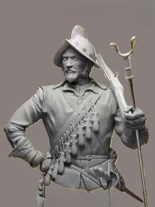 1/10 Medieval Renaissance Officer with Plumed Hat and Standard, Resin Model Figure Kit, Unassembled and Unpainted