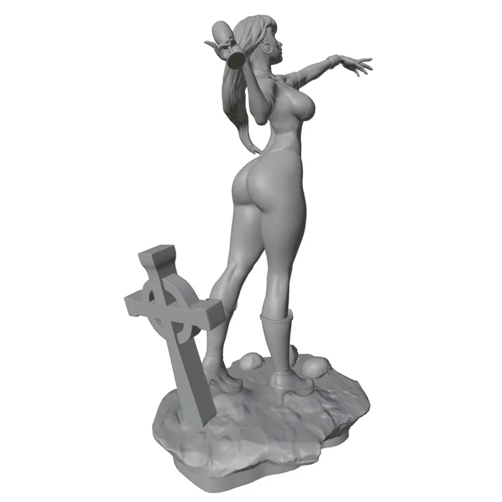 1/24 Fantasy Female with Staff, Resin Model Figure Kit, Unassembled and Unpainted