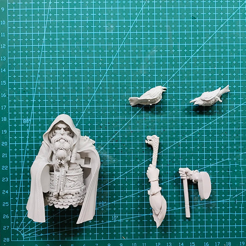 1/10 Bearded Wizard, Resin Model Bust Kit, Fantasy Theme, Unassembled and Unpainted