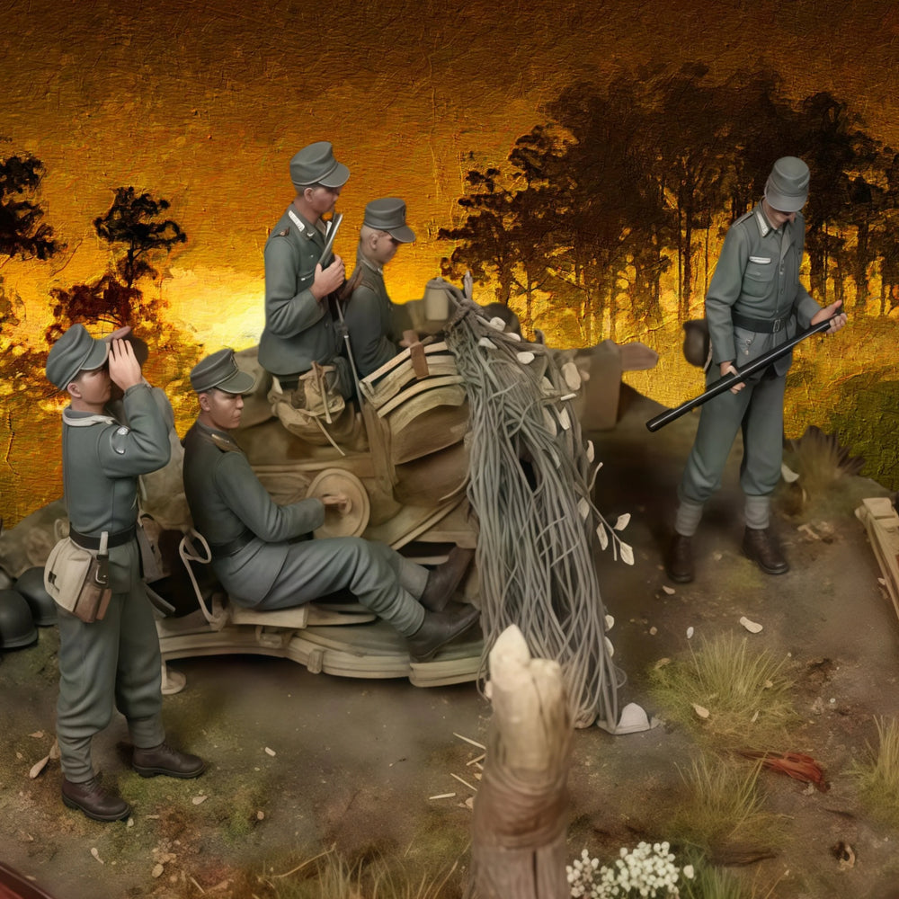 1/35 WWII German Wehrmacht Combat Team, 7 Figures, Resin Model Figure Kit, Unassembled and Unpainted