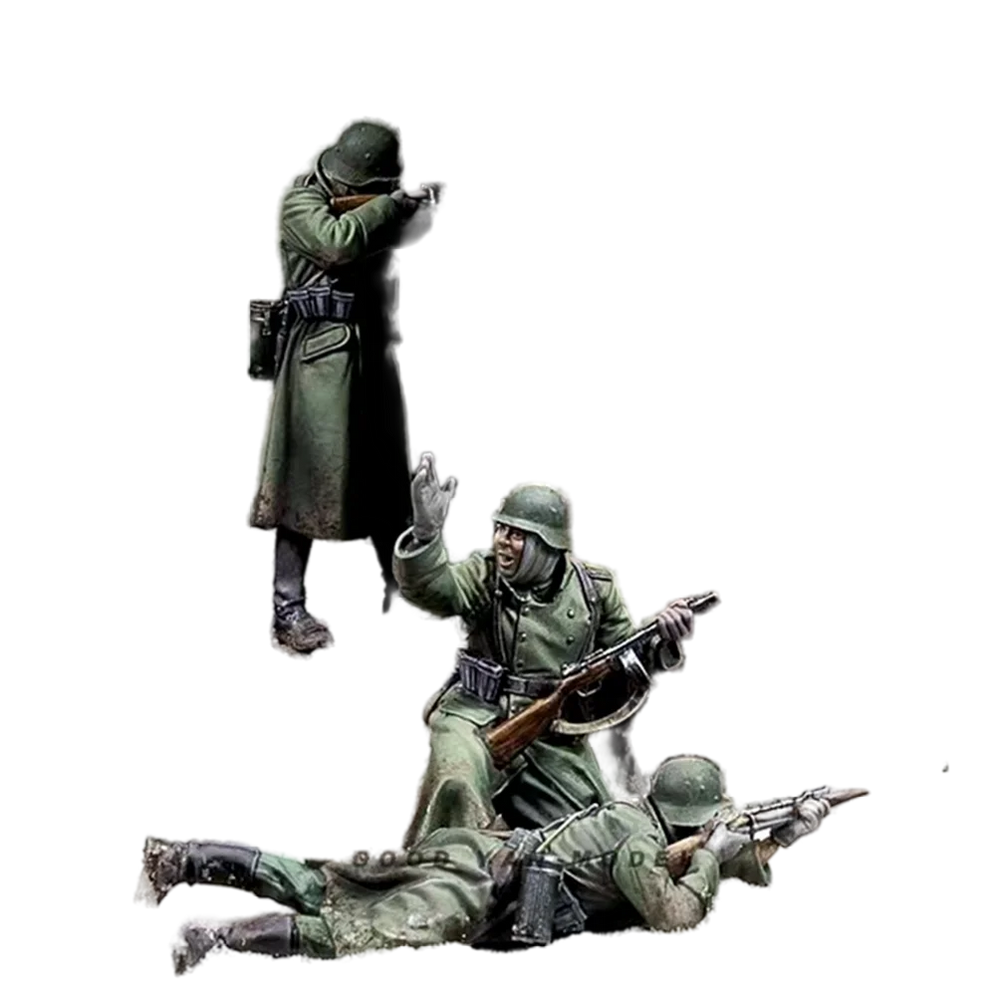 1/35 WWII German Winter Combat Soldiers, 3 Figures, Resin Model Figure Kit, Unassembled and Unpainted