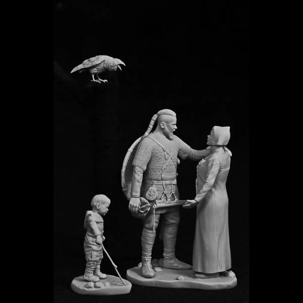 75mm Nordic Fantasy Warriors, 3 Figures, Resin Model Figure Kit, Fantasy Theme, Unassembled and Unpainted