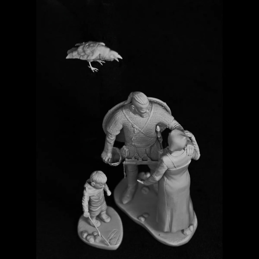 75mm Nordic Fantasy Warriors, 3 Figures, Resin Model Figure Kit, Fantasy Theme, Unassembled and Unpainted