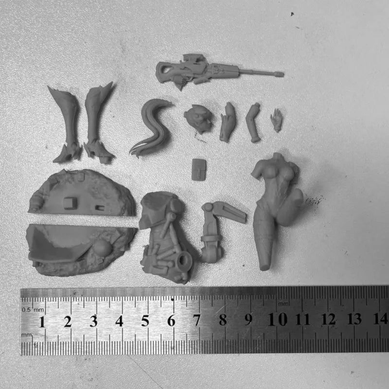 1/24 Modern Fantasy Female Sniper, Resin Model Figure Kit, Unassembled and Unpainted