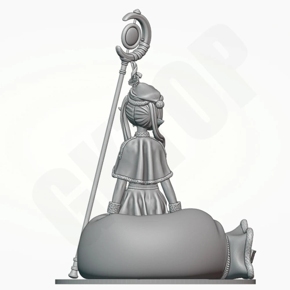 Sorceress Seated on Orb with Staff, Resin Model Figure Kit, Fantasy Theme, Unassembled and Unpainted