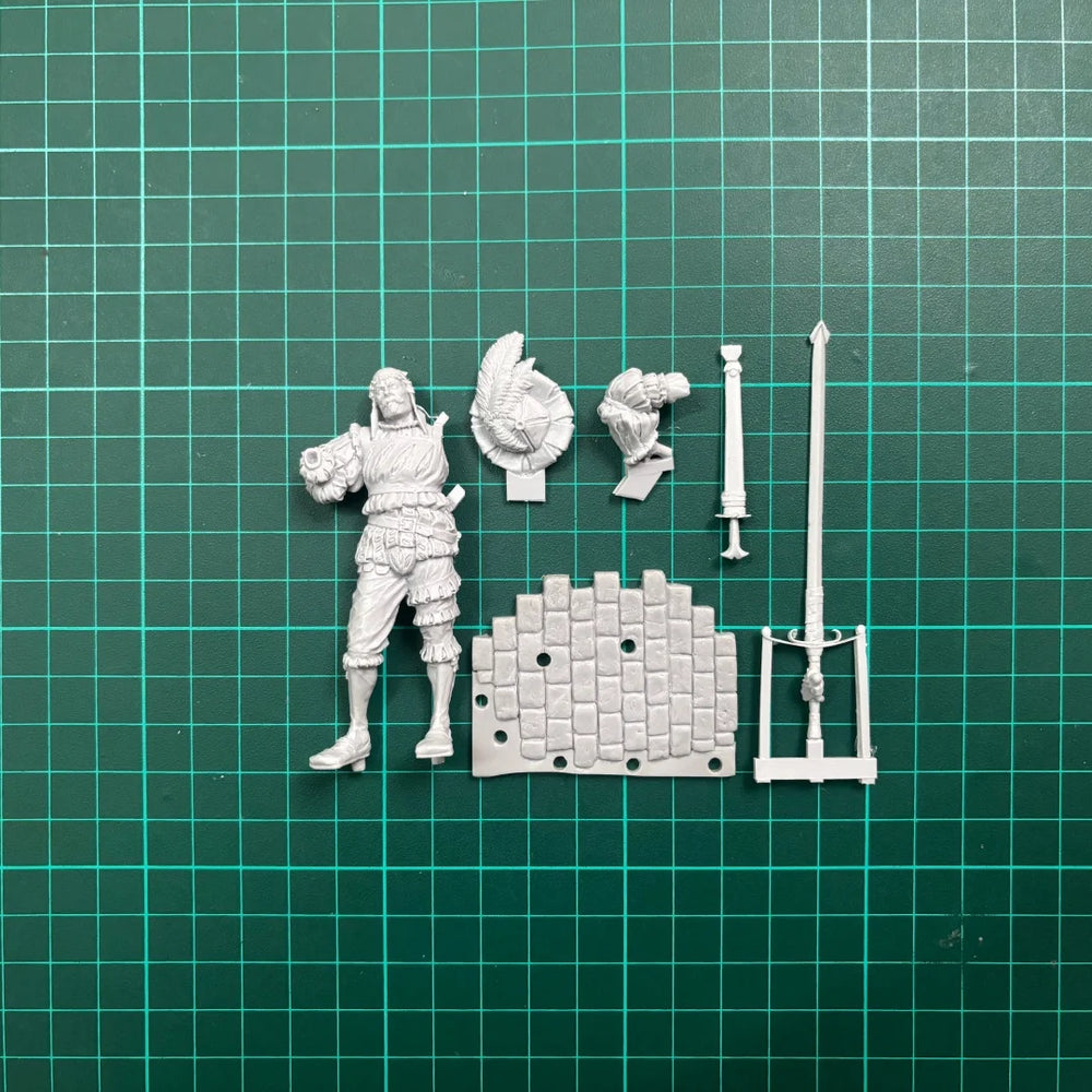 1/24 Warrior with Feathered Hat and Longsword, Resin Model Figure Kit, Fantasy Theme, Unassembled and Unpainted