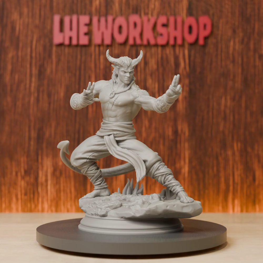 75mm Tiefling Monk, Resin Model Figure Kit, Fantasy Theme, Unassembled and Unpainted