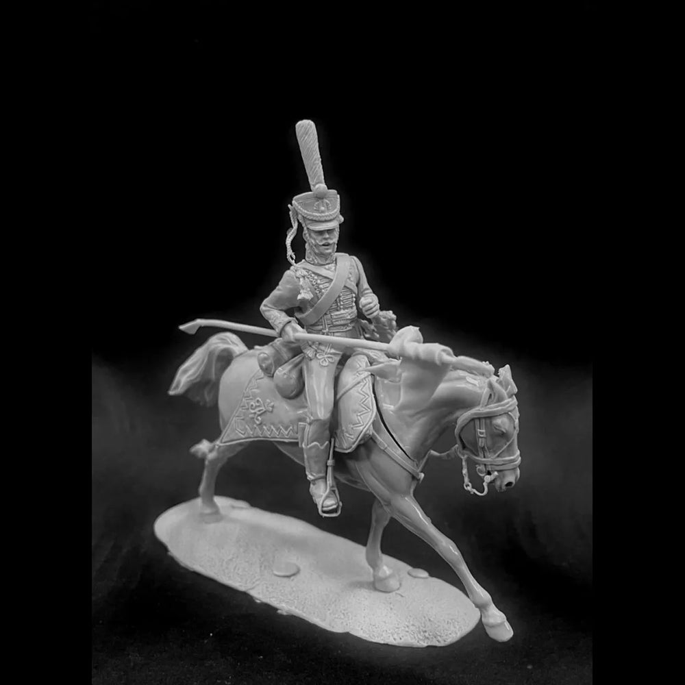 54mm Napoleonic Russian Hussars, 4 Figures, Resin Model Figure Kit, Unassembled and Unpainted