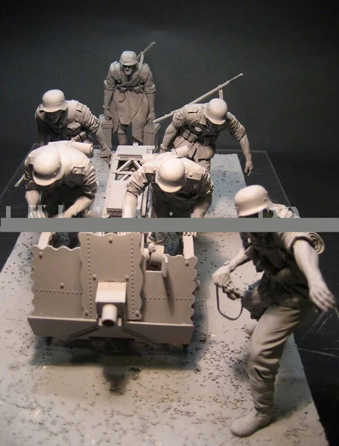 1/16 WWI Infantry Artillery Crew, 6 Figures, Resin Model Figure Kit, Unassembled and Unpainted