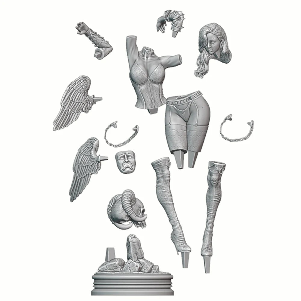 1/24 Dark Rose Winged Warrior, Resin Model Figure Kit, Unassembled and Unpainted