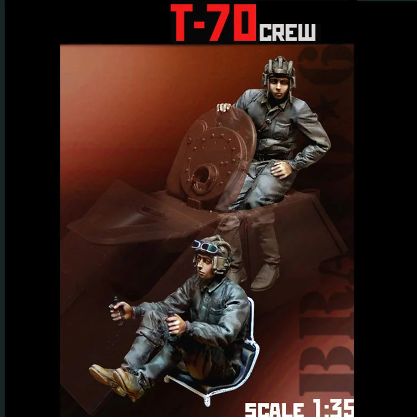 1/35 WWII Soviet T-70 Tank Crew, 2 Figures, Resin Model Figure Kit, Unassembled and Unpainted