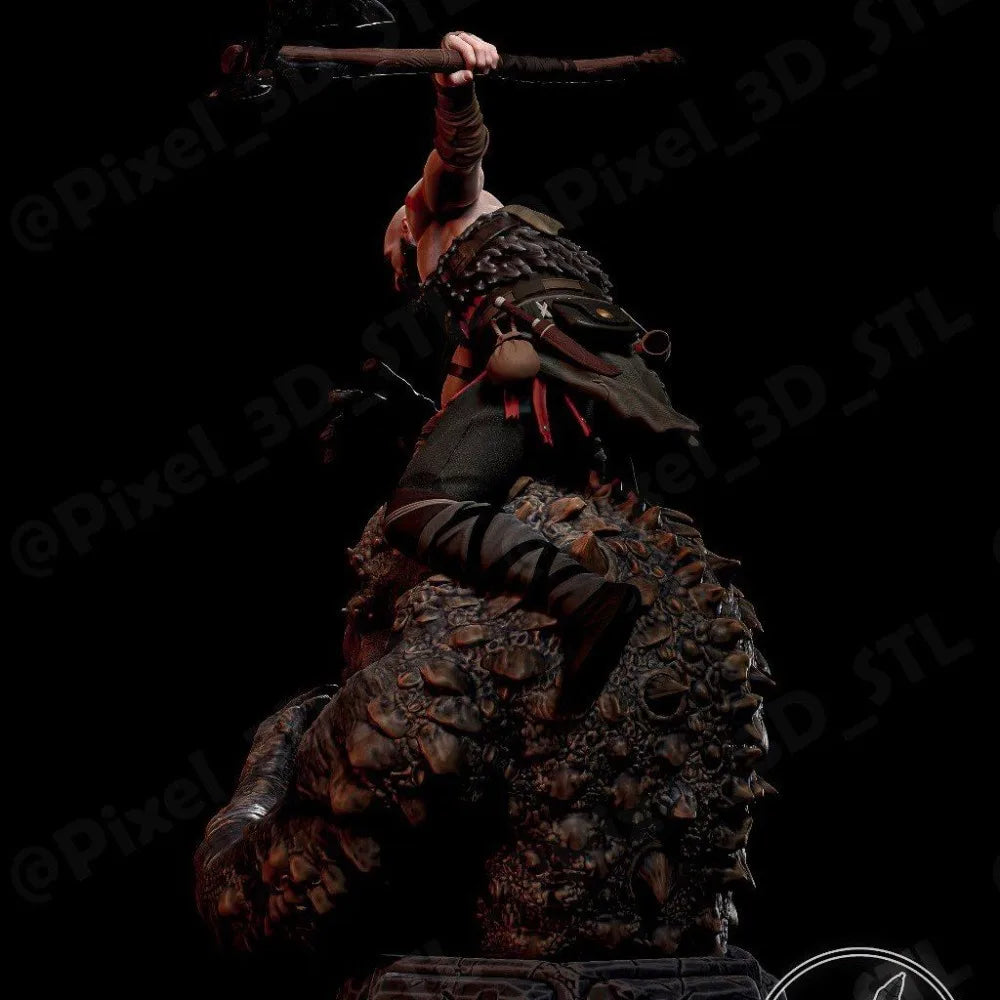 Barbarian Warrior Beast, 2 Figures, Resin Model Figure Kit, Fantasy Theme, Unassembled and Unpainted