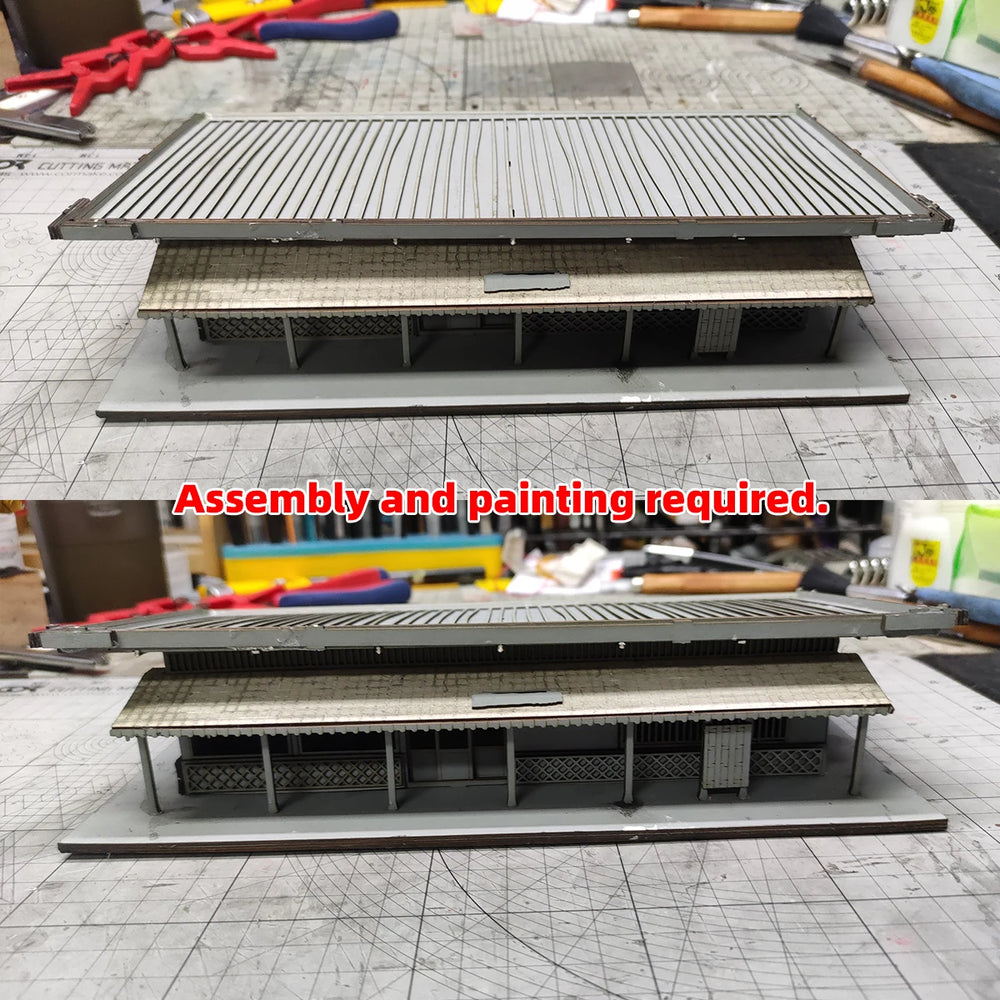 1/87 Modern Railway Station Scene, Resin Model Diorama Kit, Unassembled and Unpainted
