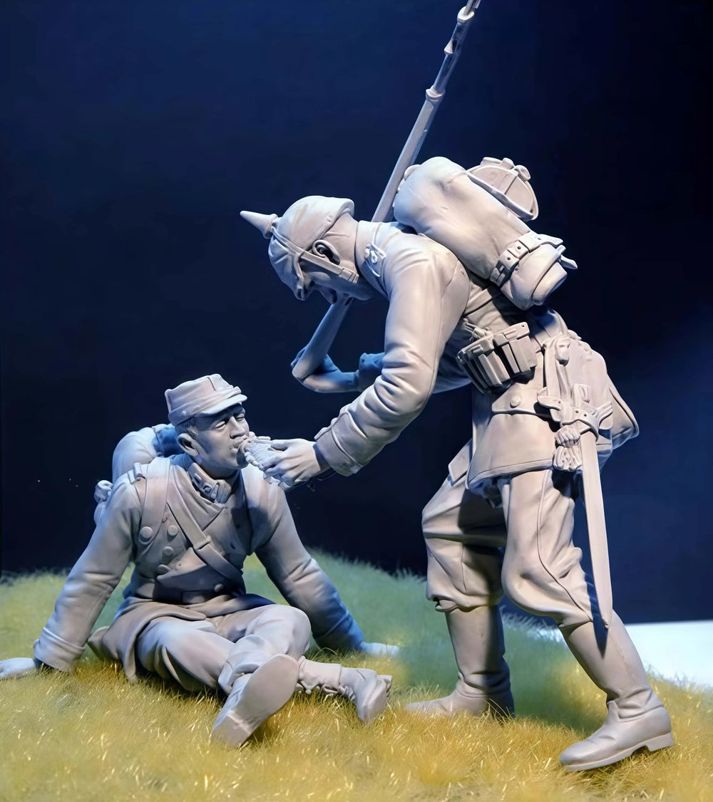 1/16 WWI German Soldiers in Action, 2 Figures, Resin Model Figure Kit, Unassembled and Unpainted