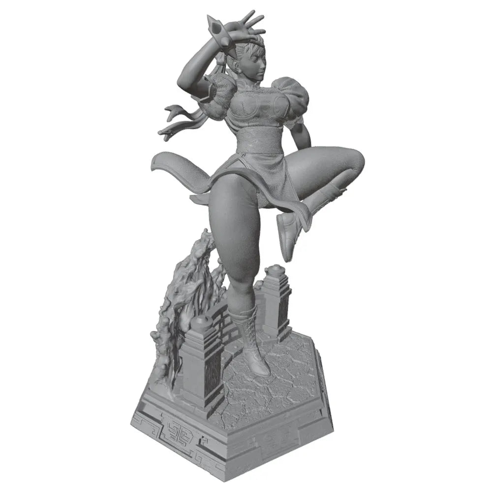 1/24 Female Warrior with Spiky Hair in Combat Pose, Resin Model Figure Kit, Anime Theme, Unassembled and Unpainted