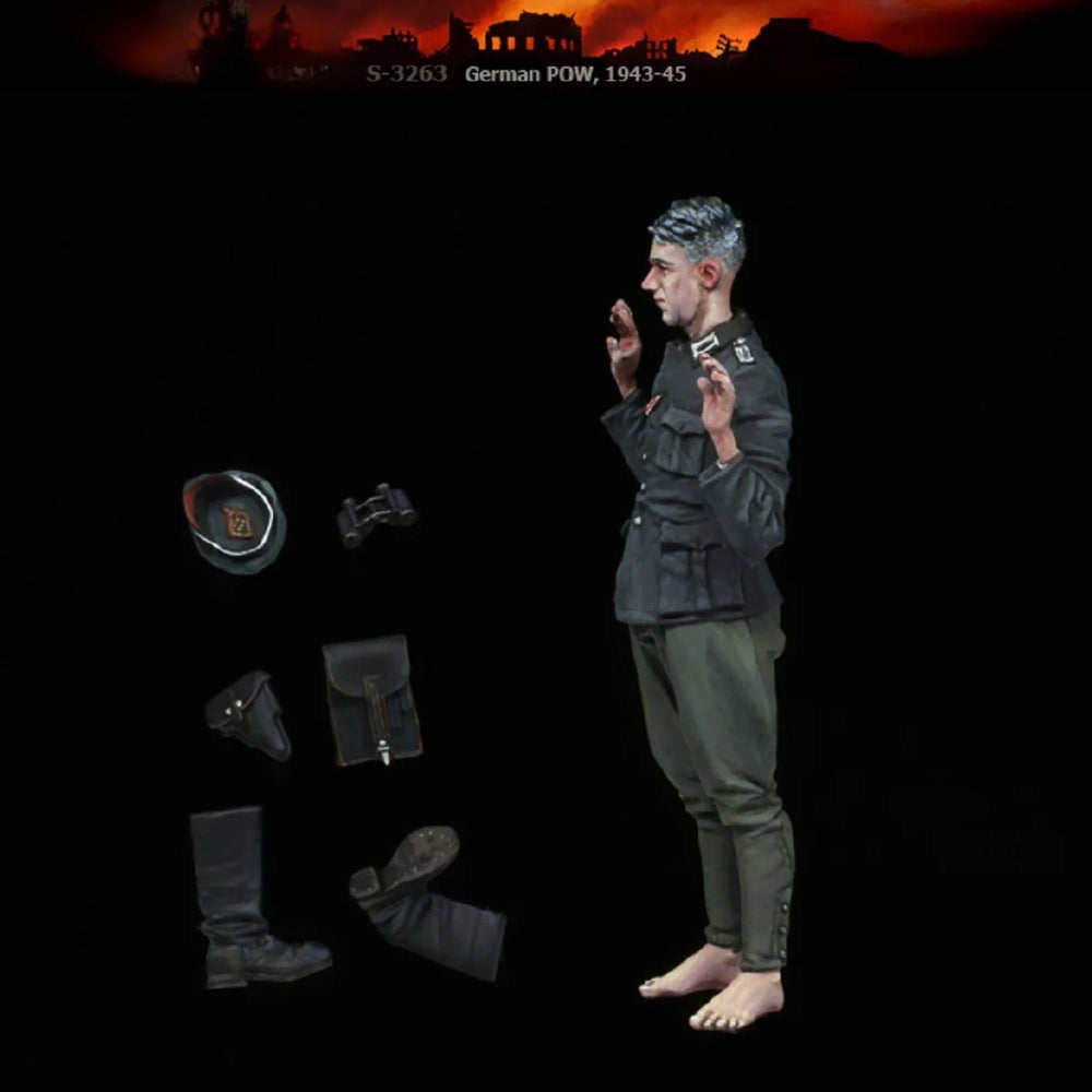 1/35 WWII German POW Soldier Barefoot with Raised Hands, Resin Model Figure Kit, Unassembled and Unpainted