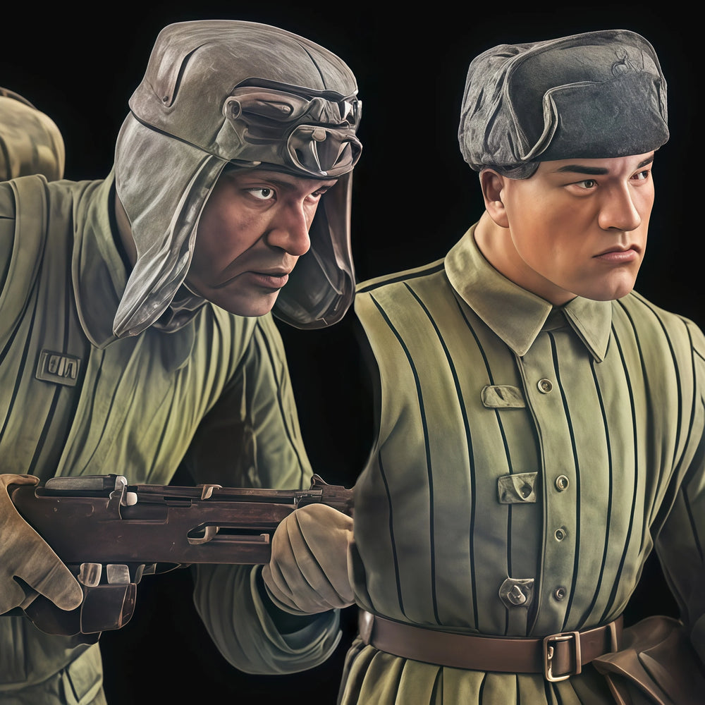 1/35 WWII Soviet Infantry Squad in Combat Uniforms, 4 Figures, Resin Model Figure Kit, Unassembled and Unpainted
