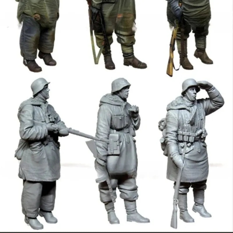 1/35 WWII Winter Infantry Soldiers, 3 Figures, Resin Model Figure Kit, Unassembled and Unpainted