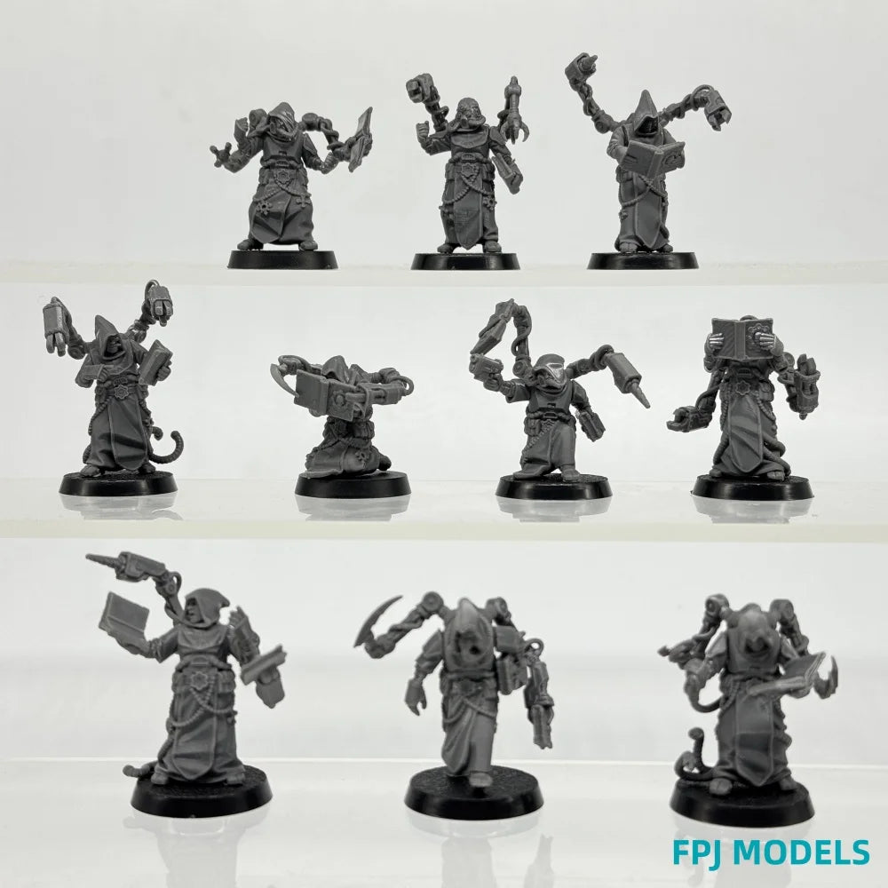 Scavenger Monks, 10 Figures, Resin Model Figure Kit, Fantasy Theme, Unassembled and Unpainted