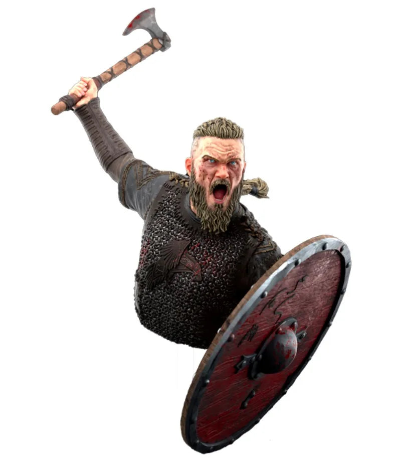 1/10 Medieval Bearded Viking Berserker with Raised Axe, Resin Model Bust Kit, Unassembled and Unpainted