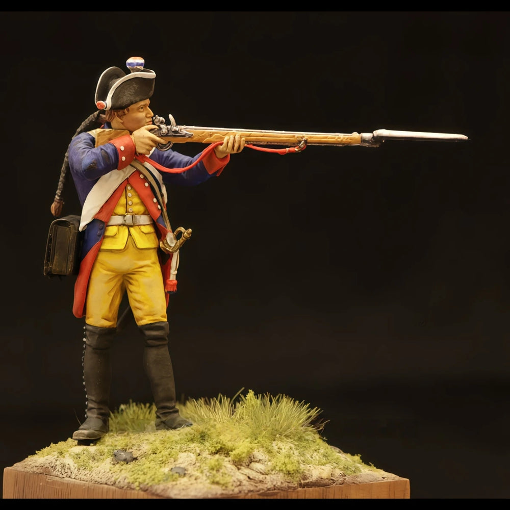 54mm Napoleonic Prussian Musketeer, Resin Model Figure Kit, Unassembled and Unpainted
