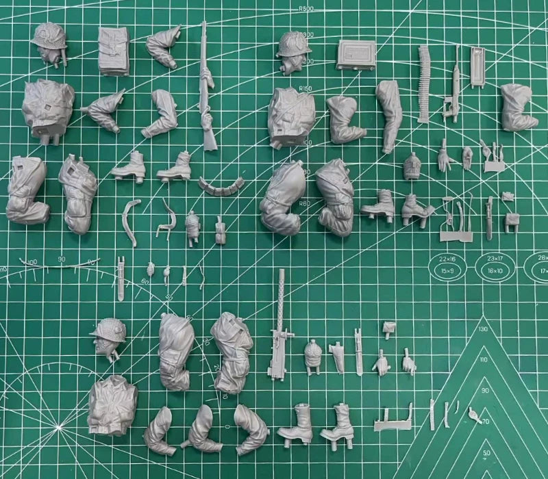 1/16 WWII 101st Airborne Artillery, 3 Figures, Resin Model Figure Kit, Unassembled and Unpainted