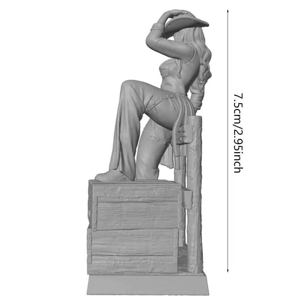 75mm Western Cowboy Girl, Resin Model Figure Kit, Anime Theme, Unassembled and Unpainted