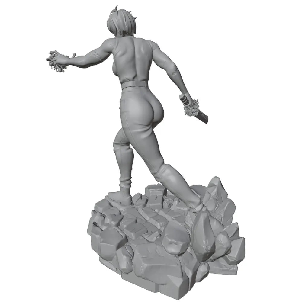 1/24 Anime Female Warrior with Oversized Sword, Resin Model Figure Kit, Unassembled and Unpainted