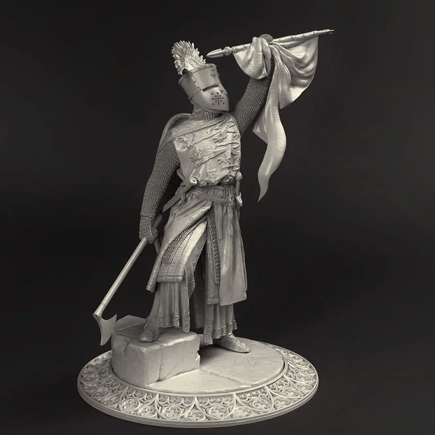 1/24 Medieval Female Knight with Axe and Flowing Cloak, Resin Model Figure Kit, Unassembled and Unpainted