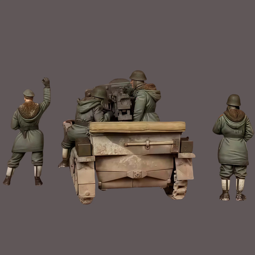 1/35 WWI German Infantry with Mounted Machine Gun Truck, 5 Figures, Resin Model Figure Kit, Unassembled and Unpainted