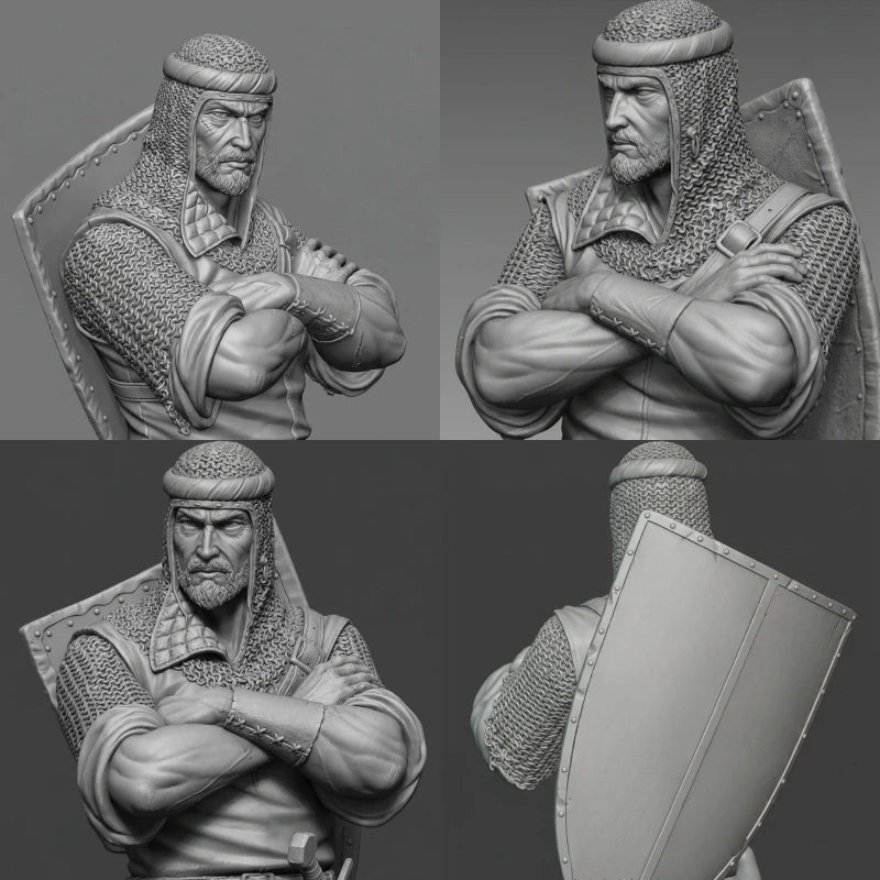 1/10 Medieval Knight with Crossed Arms, Resin Model Bust Kit, Unassembled and Unpainted