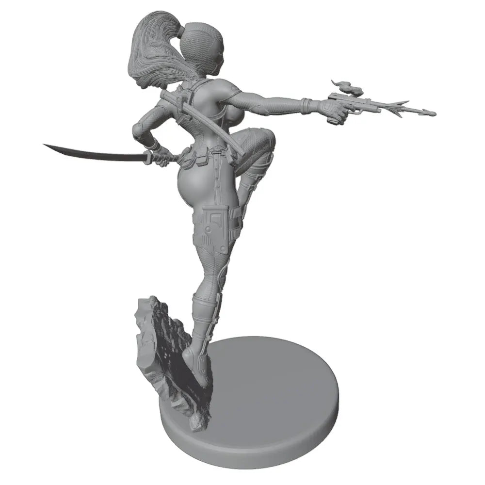 75mm Armored Commando with Rifle and Katana, Resin Model Figure Kit, Anime Theme, Unassembled and Unpainted