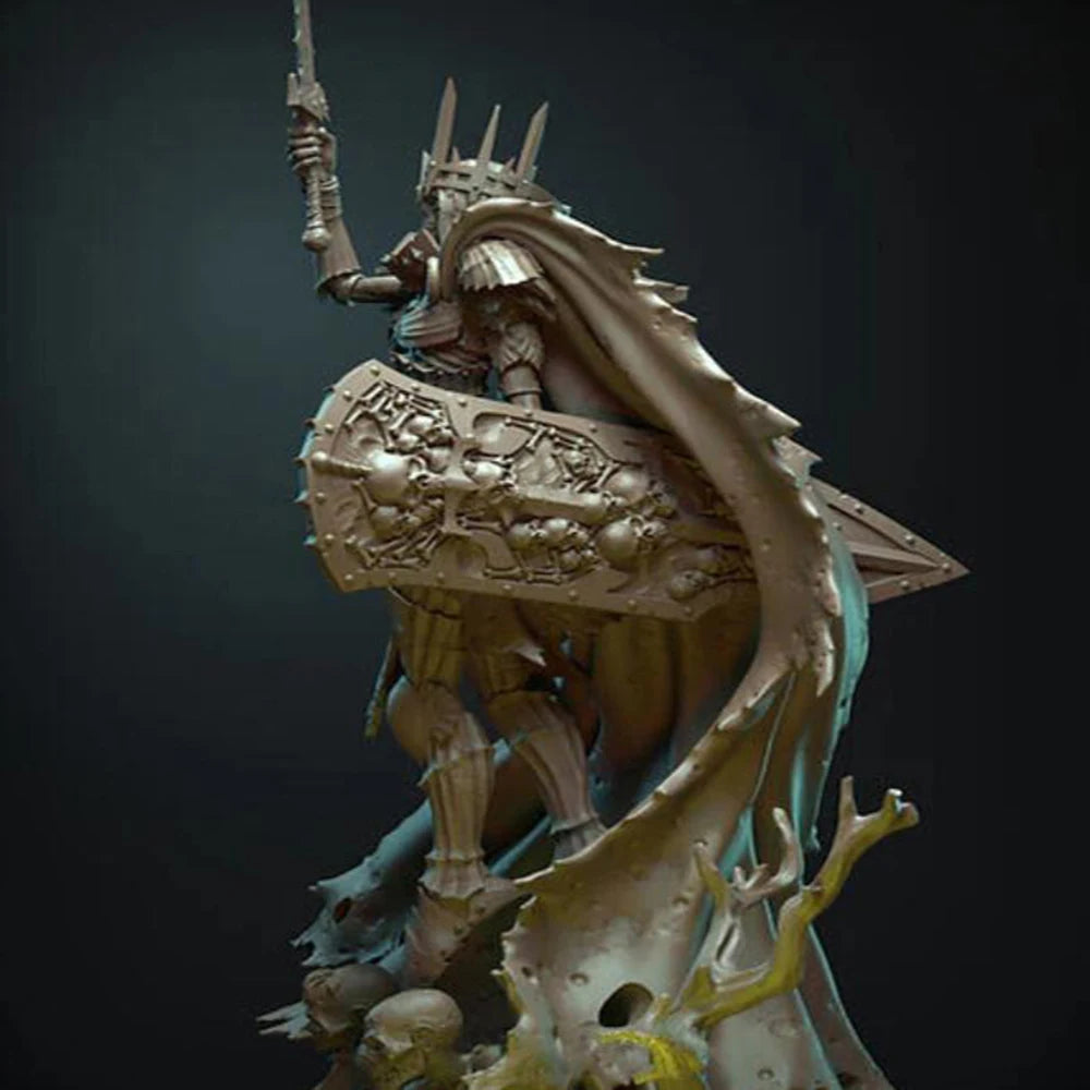 1/24 Winged Demon with Spiky Crown and Halberd, Resin Model Figure Kit, Fantasy Theme, Unassembled and Unpainted