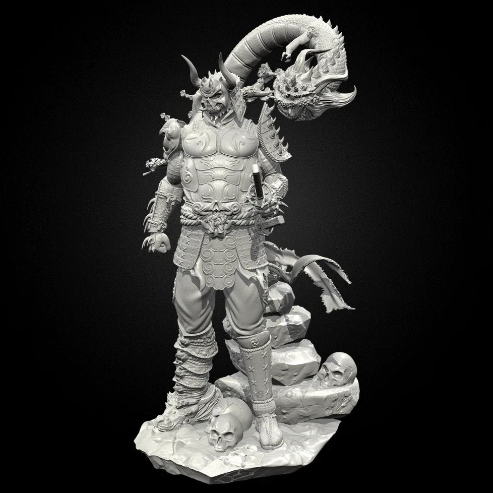 90mm Demonic Multi-Headed Warrior, Resin Model Figure Kit, Fantasy Theme, Unassembled and Unpainted