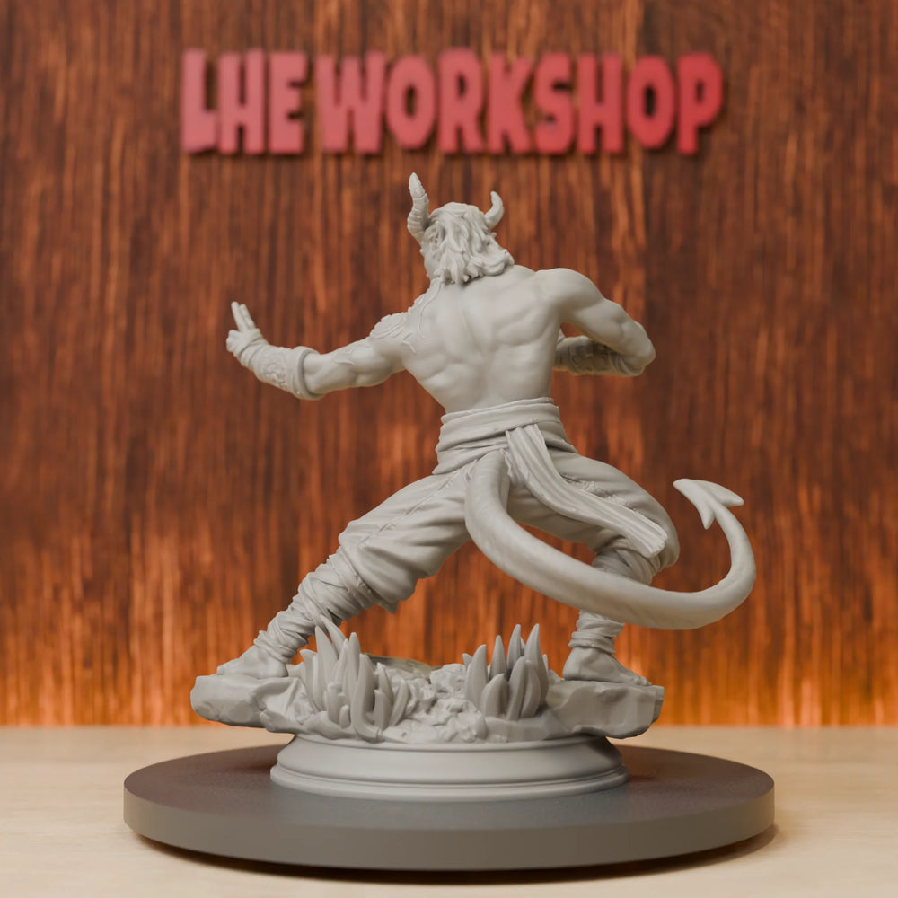 75mm Tiefling Monk, Resin Model Figure Kit, Fantasy Theme, Unassembled and Unpainted