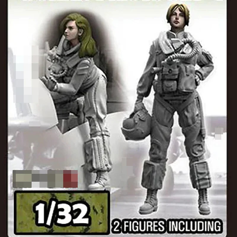1/32 Modern U.S. Navy Pilot & Soldier, 2 Figures, Resin Model Figure Kit, Unassembled and Unpainted