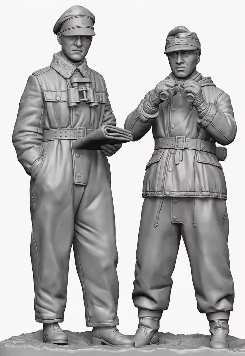 1/35 WWI British Officer with Binoculars and Infantryman, 2 Figures, Resin Model Figure Kit, Unassembled and Unpainted