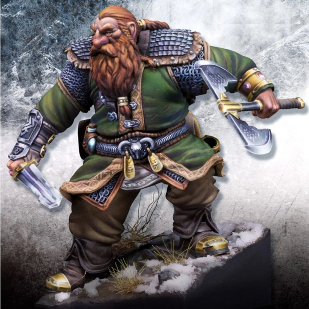 1/24 Dwarf Warrior with Two-Handed Axe, Resin Model Figure Kit, Fantasy Theme, Unassembled and Unpainted
