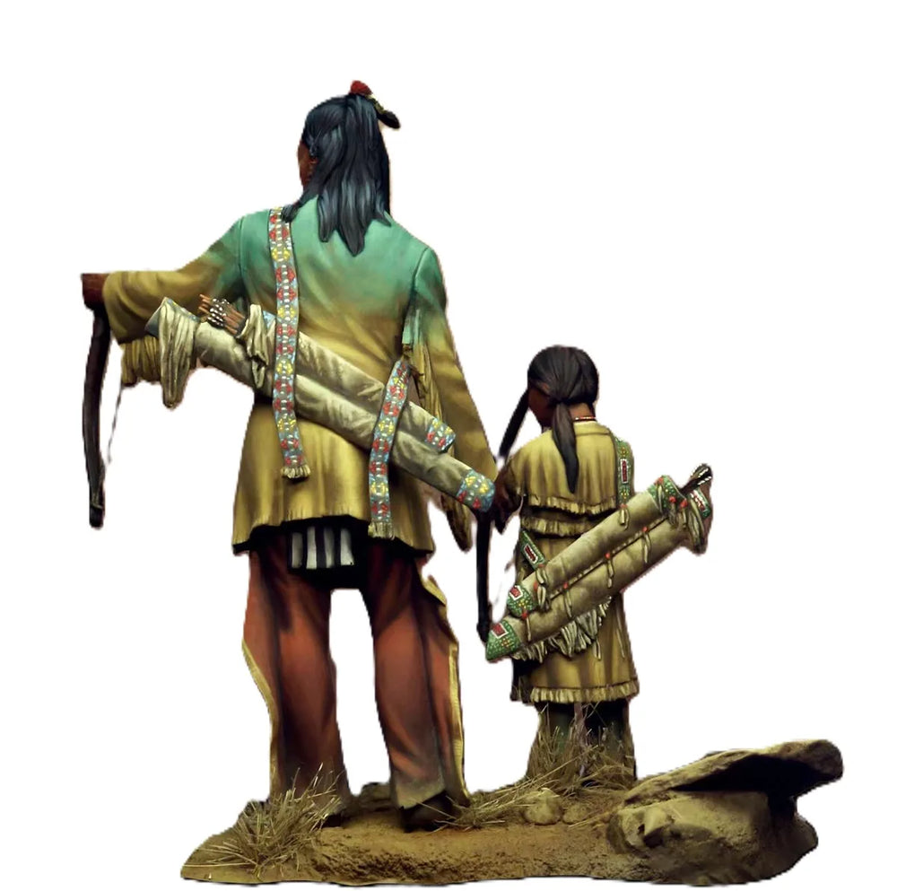 1/24 Indigenous Hunters & Frontier, 8 Figures, Resin Model Figure Kit, Historical Theme, Unassembled and Unpainted