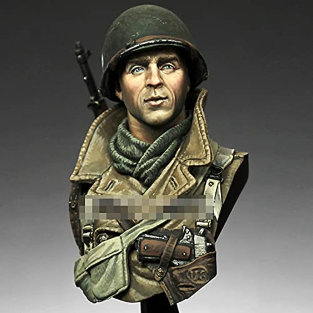 1/10 WWII US 101st Airborne Infantryman with Rifle, Resin Model Bust Kit, Unassembled and Unpainted
