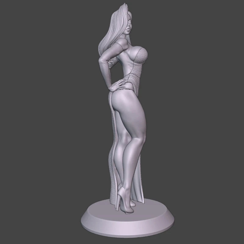 75mm Woman in Long Gown Hand on Hip, Resin Model Figure Kit, Unassembled and Unpainted