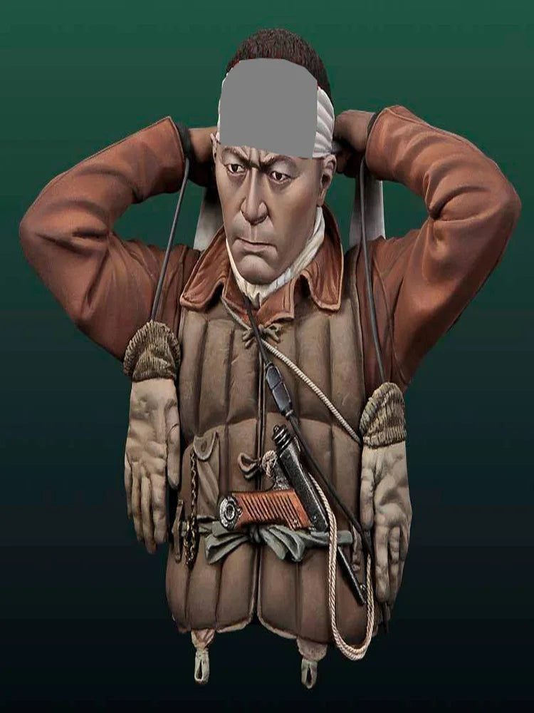 1/10 WWI Red-Haired Pilot in Leather Flight Jacket, Resin Model Bust Kit, Unassembled and Unpainted