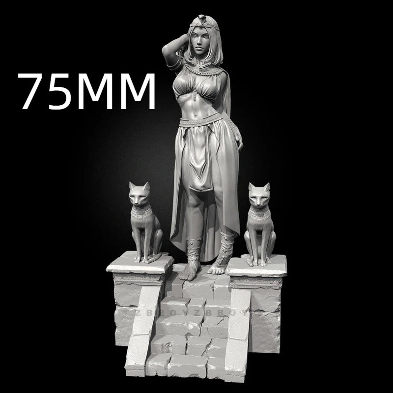 75mm Ancient Queen of Egypt, Resin Model Figure Kit, Unassembled and Unpainted
