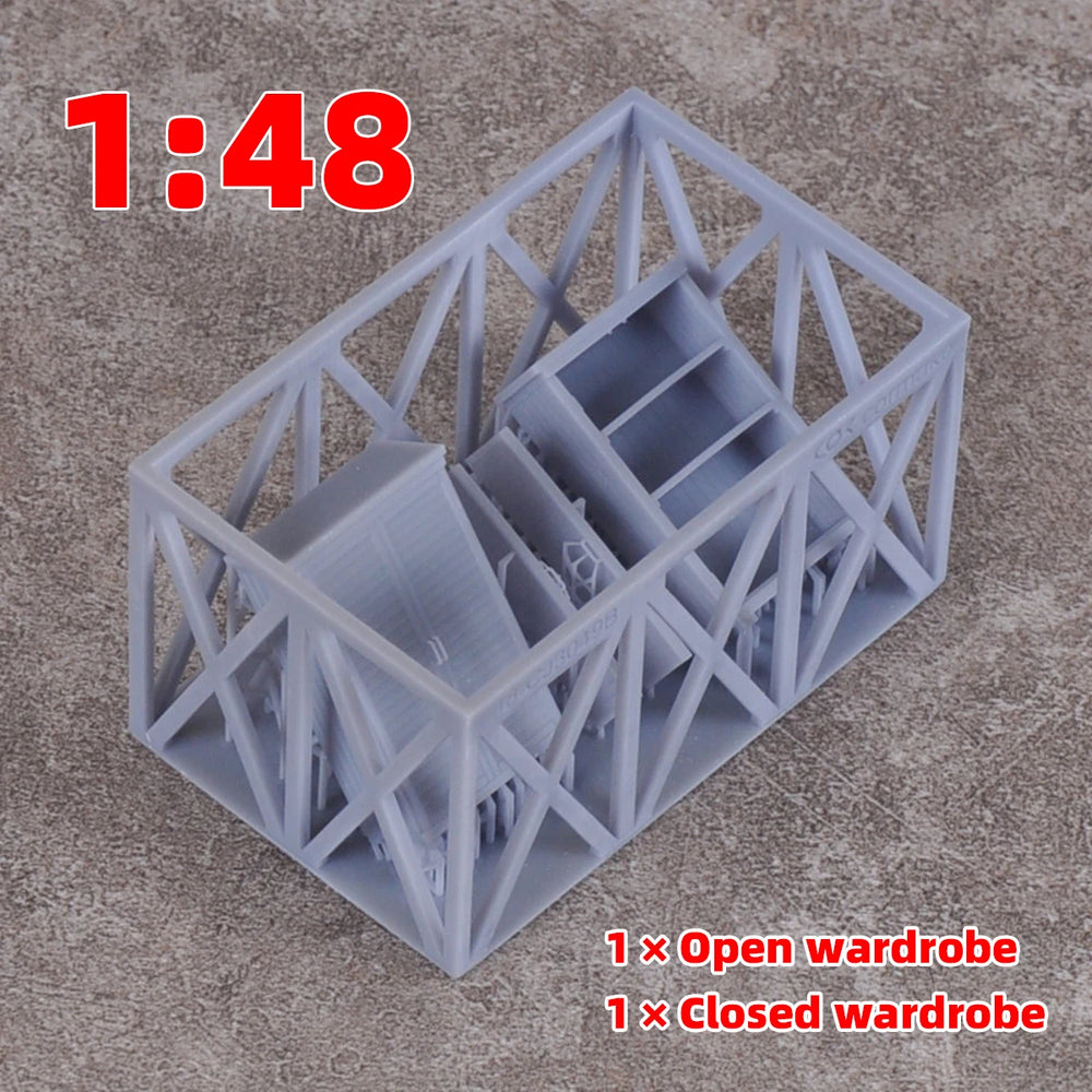 1/72 Tool Cabinet & Cupboard Set, Resin Model Accessory Kit, Historical Theme, Unpainted