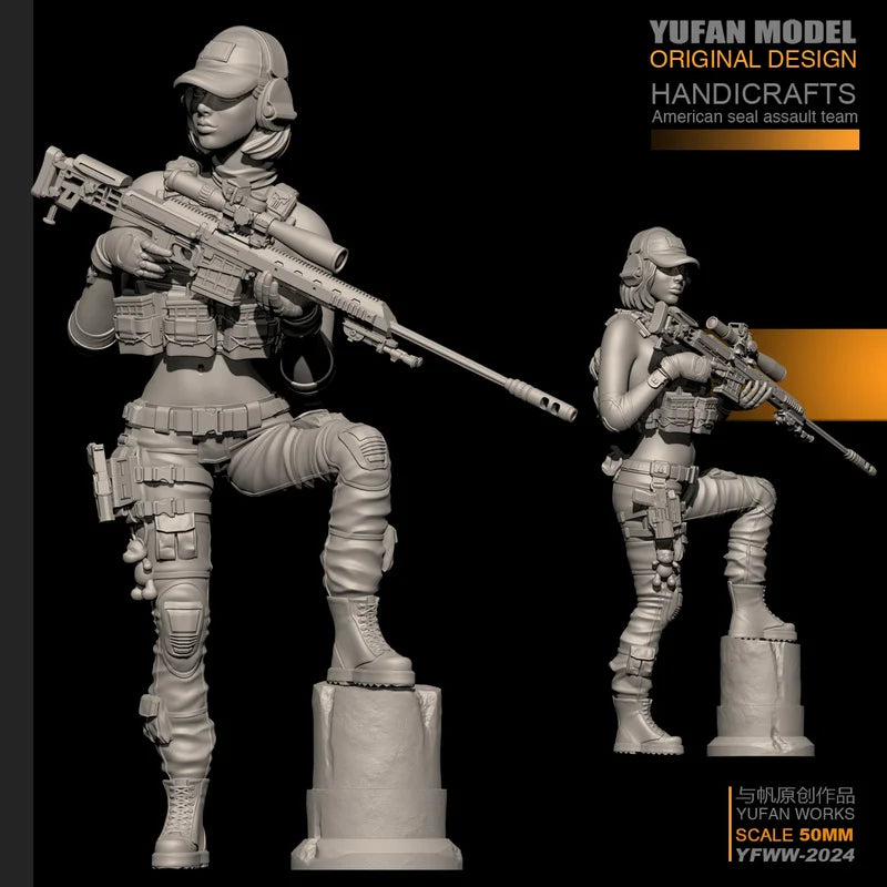 Modern Female Tactical Operators, 2 Figures, Resin Model Figure Kit, Unassembled and Unpainted