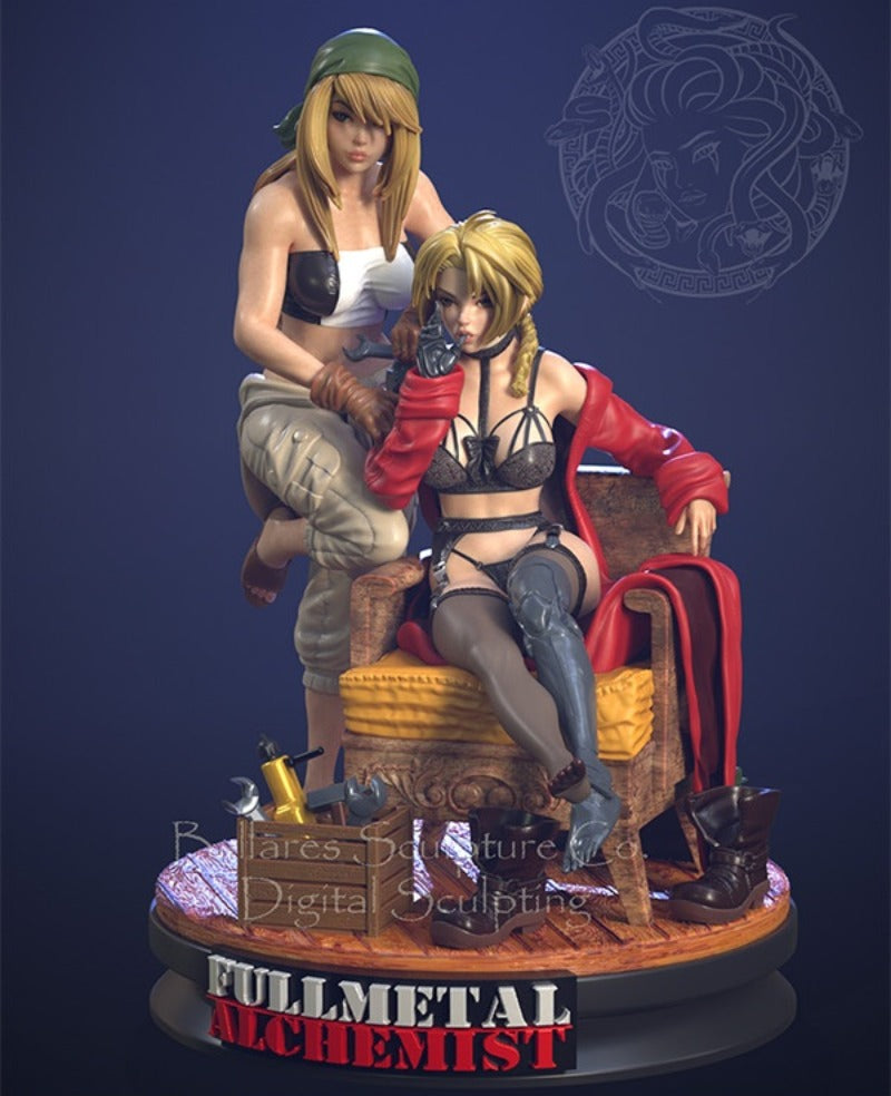 1/24 Fullmetal Alchemist, 2 Figures, Resin Model Figure Kit, Anime Theme, Unassembled and Unpainted
