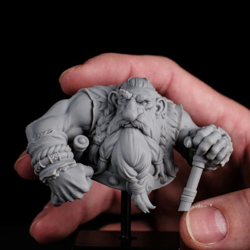 60mm Dwarf Scavenger Warrior, Resin Model Bust Kit, Fantasy Theme, Unassembled and Unpainted