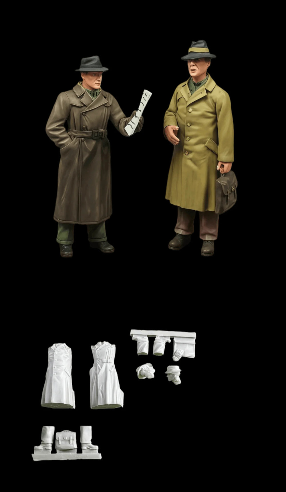 1/35 WWII Civilian Service, 2 Figures, Resin Model Figure Kit, Unassembled and Unpainted