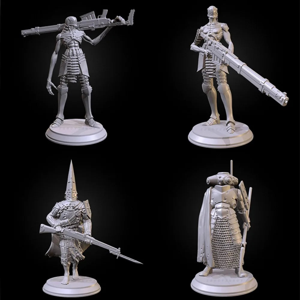 50mm Female Warriors, 6 Figures, Resin Model Figure Kit, Sci-Fi Theme, Unassembled and Unpainted