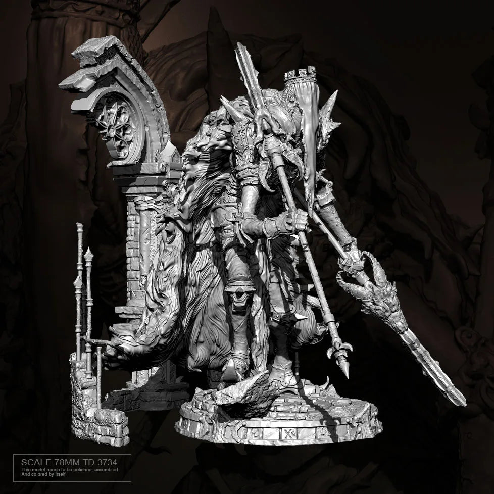 78mm Dark Fantasy Warrior, Resin Model Figure Kit, Fantasy Theme, Unassembled and Unpainted
